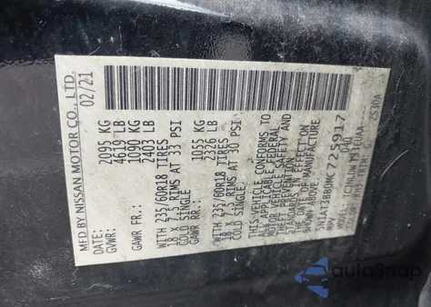 2021 Nissan Rogue Sv Intelligent Awd from USA, damaged, VIN 5N1AT3BB0MC725917